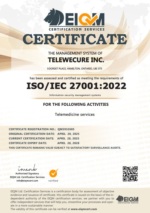 TeleWeCure ISO-27001 TeleWeCure ISO-27001